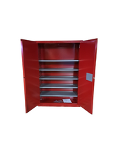 Load image into Gallery viewer, JAMCO, BP72RP, Flammables Safety Cabinet, 72 gal, 43 in x 18 in x 65 in, Red, Manual Close - MINOR COSMETIC DAMAGES - FreemanLiquidators - [product_description]
