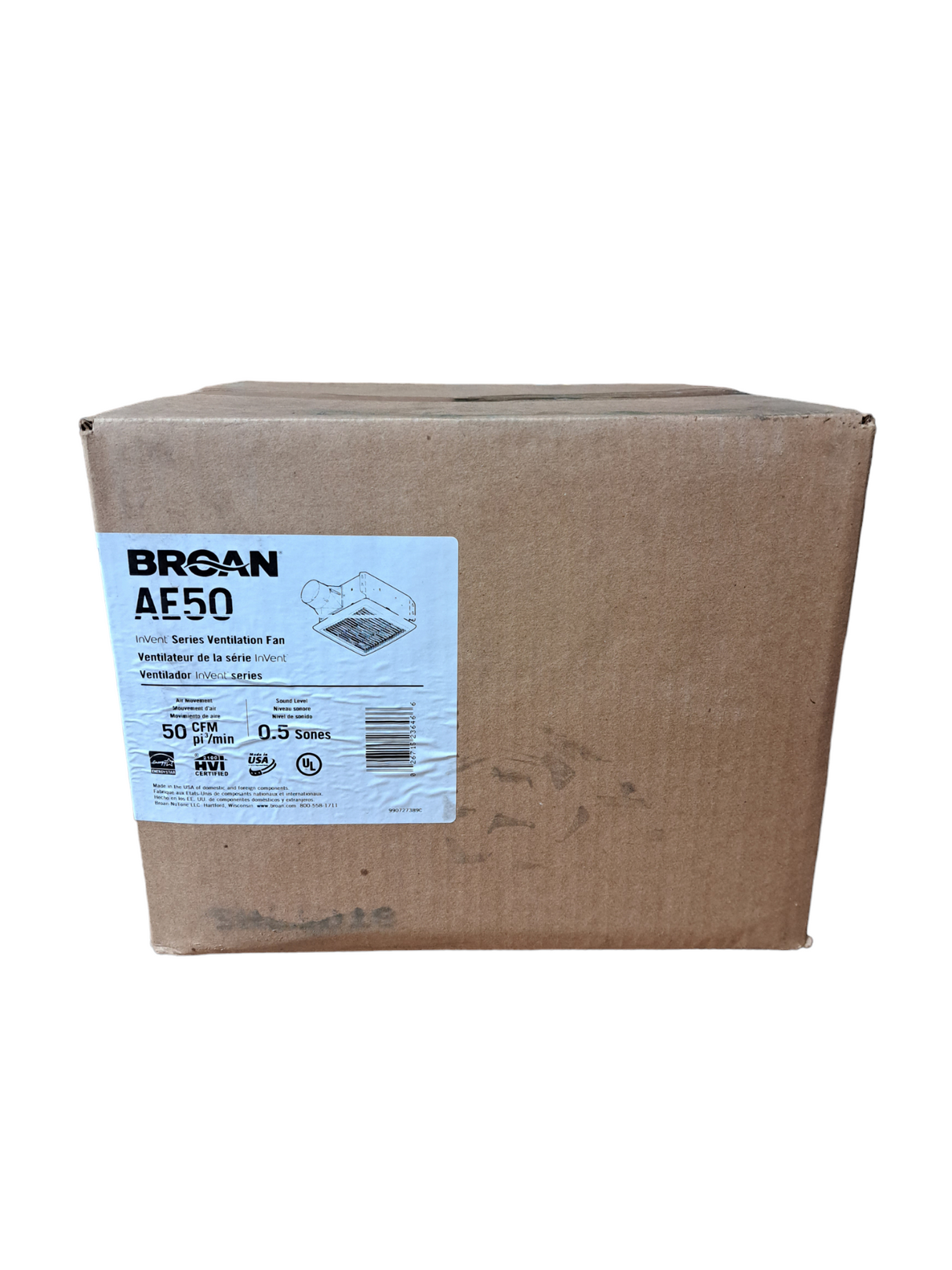 BROAN, AE50, InVent Series, Single-Speed, Fan, No Light, (50 CFM, 0.5 Sones) - FreemanLiquidators - [product_description]