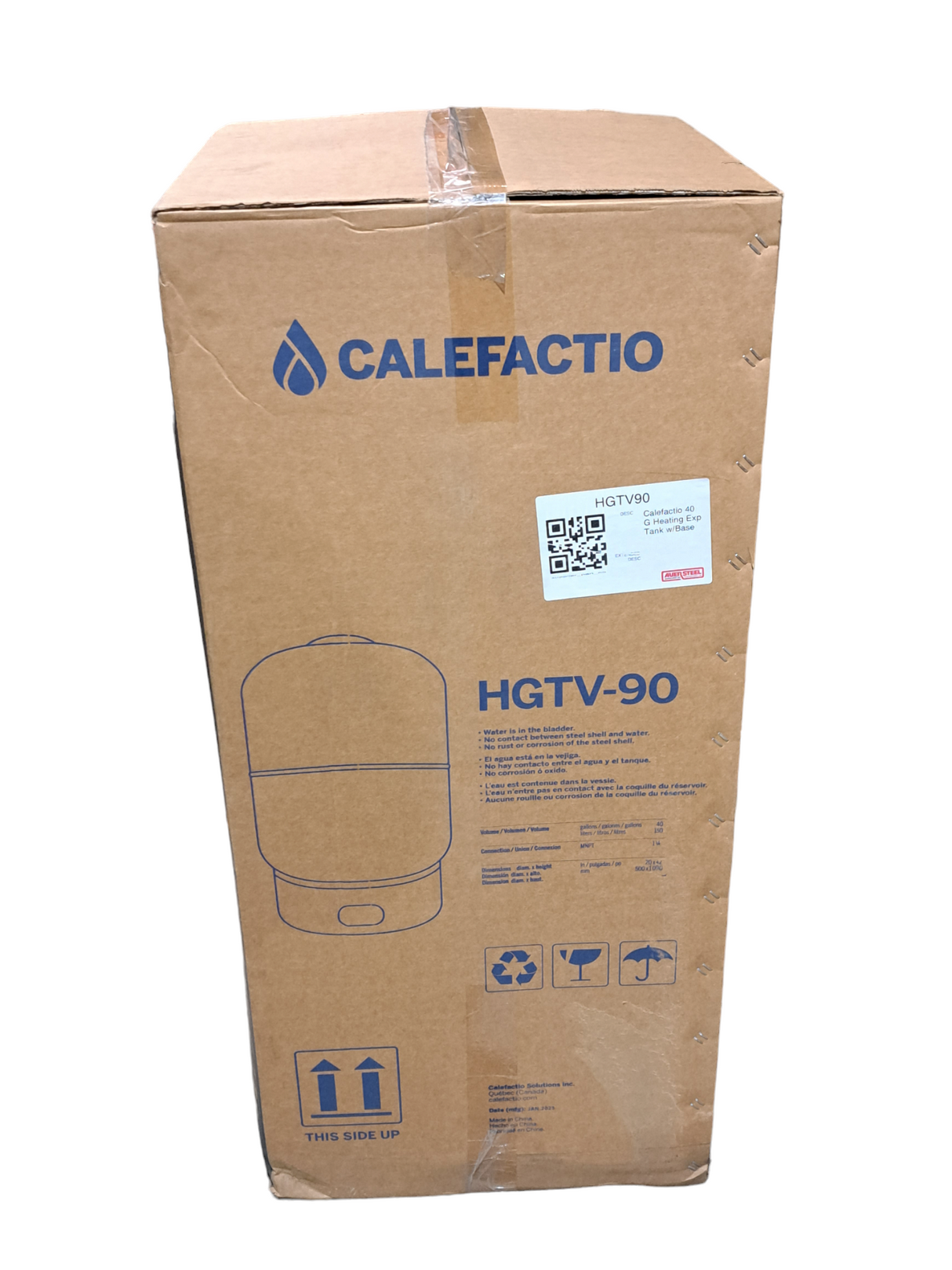 CALEFACTIO, HGTV-90, BLADDER, HEATING, EXPANSION TANK, BASE RING, 40 GALLON CAPACITY, 1-1/4 IN CONNECTION, STEEL - FreemanLiquidators - [product_description]