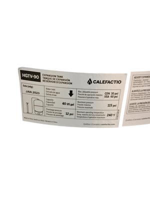 CALEFACTIO, HGTV-90, BLADDER, HEATING, EXPANSION TANK, BASE RING, 40 GALLON CAPACITY, 1-1/4 IN CONNECTION, STEEL - FreemanLiquidators - [product_description]