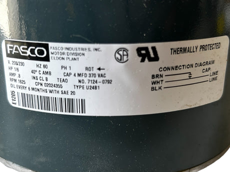 FASCO, McQuay, E1205, 802024355, 1/6HP, Motor - NEW IN BOX - FreemanLiquidators - [product_description]