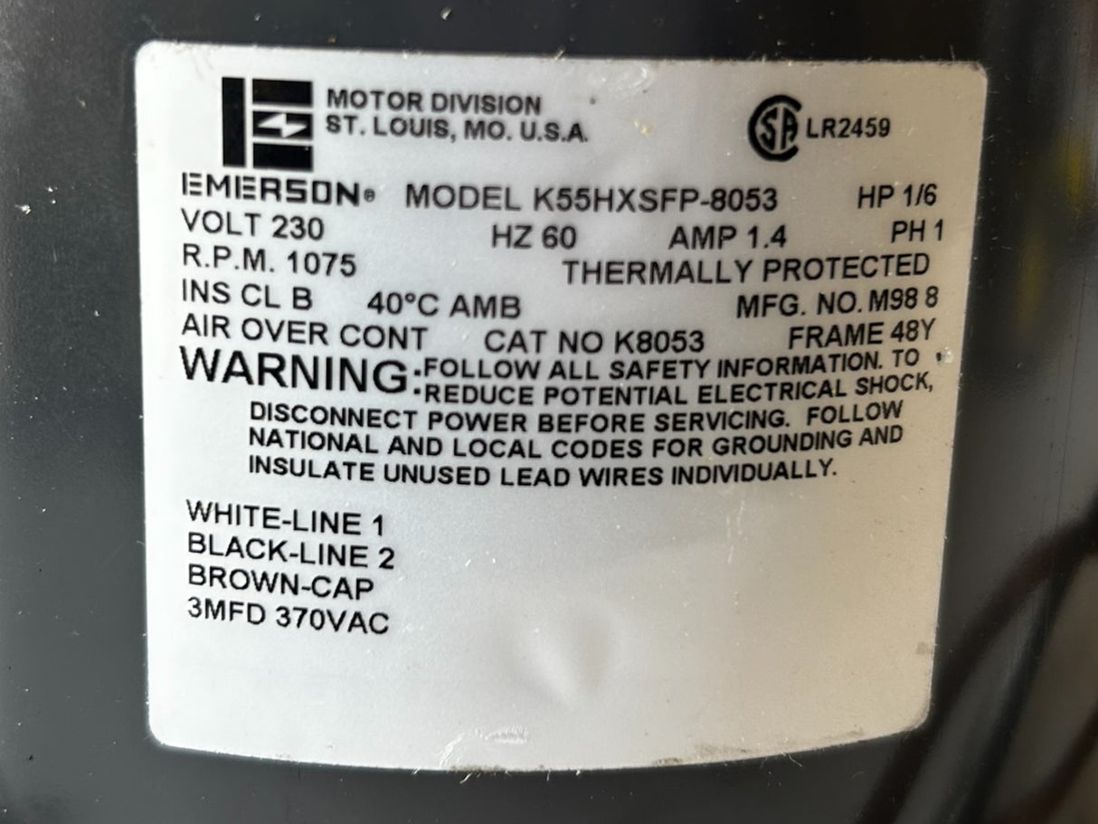 Emerson, K55HXSFP-8053, S88-260, 1/6HP, Motor - NEW IN BOX - FreemanLiquidators - [product_description]