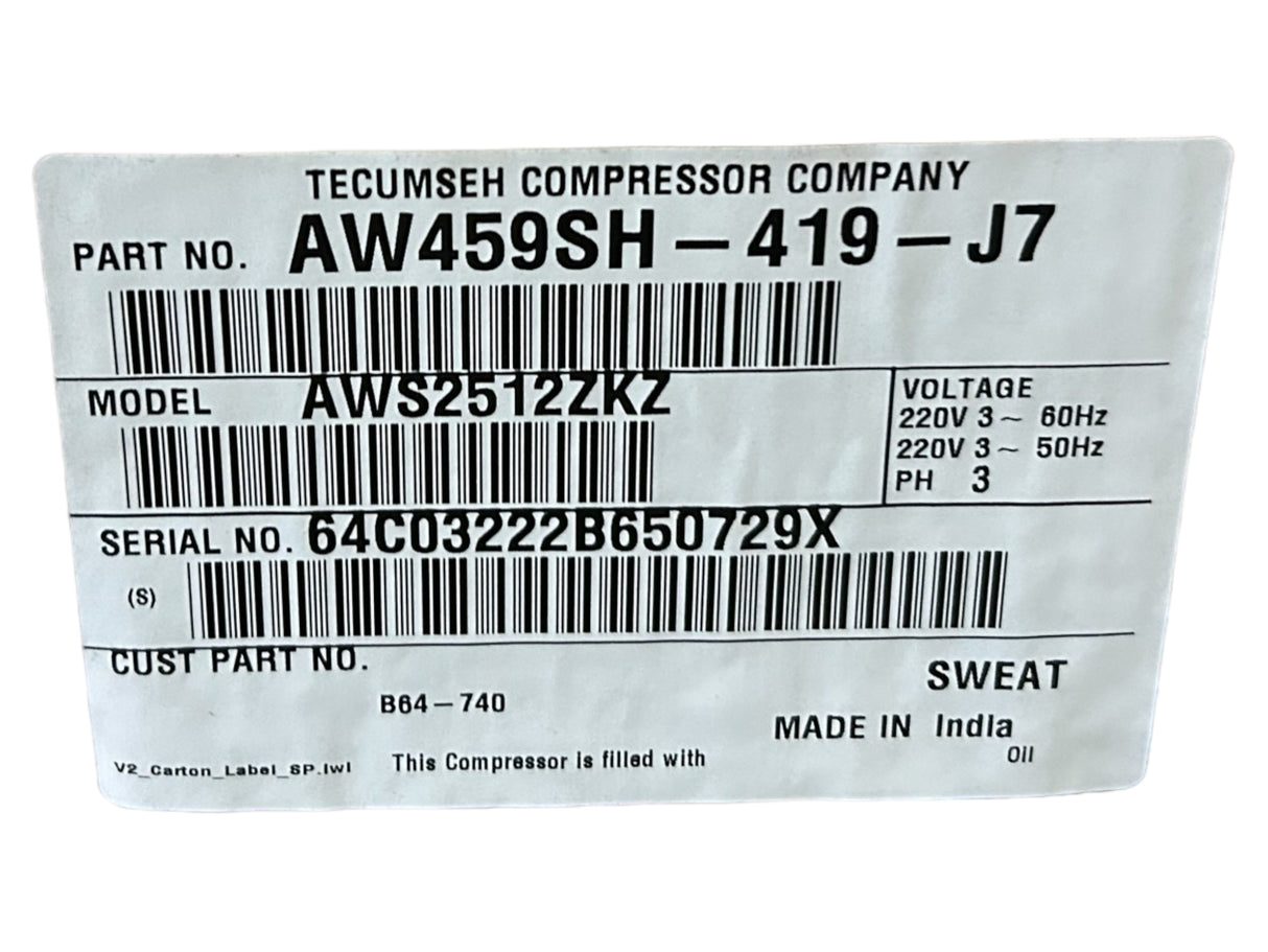 Tecumseh, AW459SH-419-J7, 9100 BTU, Compressor - FreemanLiquidators - [product_description]