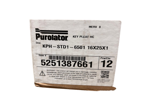 Purolator, #5251387661, 16 x 25 x 1 in. Synthetic Fiber, MERV 8, Air Filter, 12pk - FreemanLiquidators - [product_description]