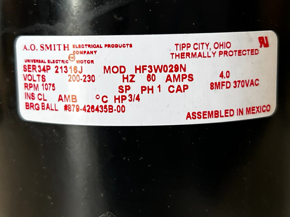 AO SMITH, HF3W029N, MCQUAY, 042646500, 3/4, Motor - NEW-IN-BOX - FreemanLiquidators - [product_description]