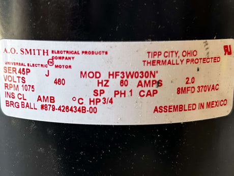 A.O. SMITH, HF3W030N', McQuay, 042643400, 3/4HP, Motor - NEW IN BOX - FreemanLiquidators - [product_description]