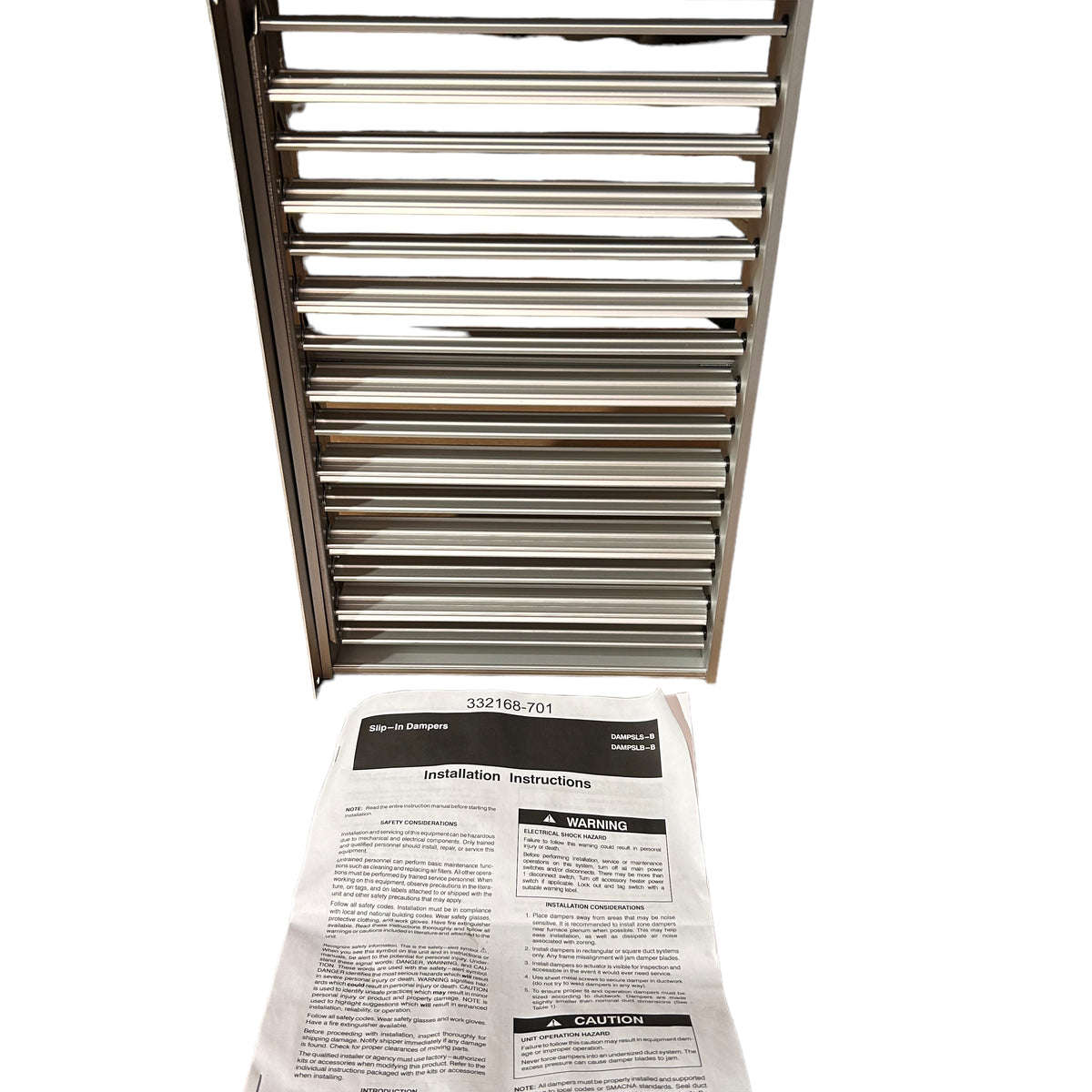 DAMPSLB10X16-B, SLIP-IN, BOTTOM MOUNT, ZONE DAMPER, 10