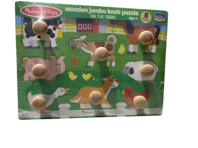 Melissa & Doug Wooden Jumbo Knob Puzzle Farm Animals 8 pieces - FreemanLiquidators - [product_description]