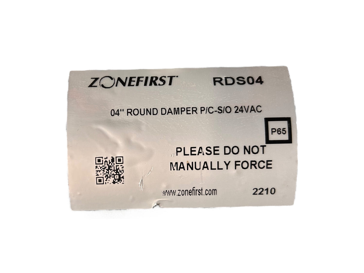 ZONEFIRST, RDS04, 04", Round Damper, (P/C), (S/O), 24VAC - NEW NO BOX - FreemanLiquidators - [product_description]