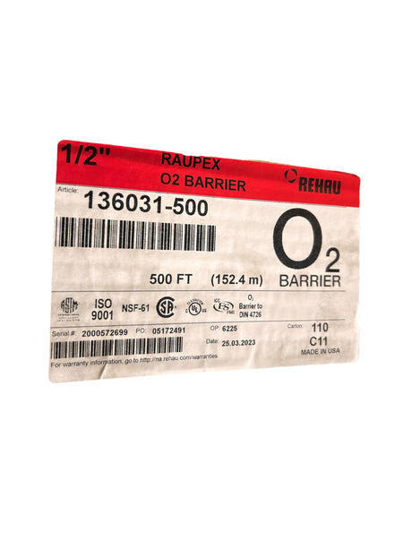 Rehau, 136031-500, 1/2 in. RAUPEX O2 Barrier Pipe, 500 ft coil - FreemanLiquidators - [product_description]