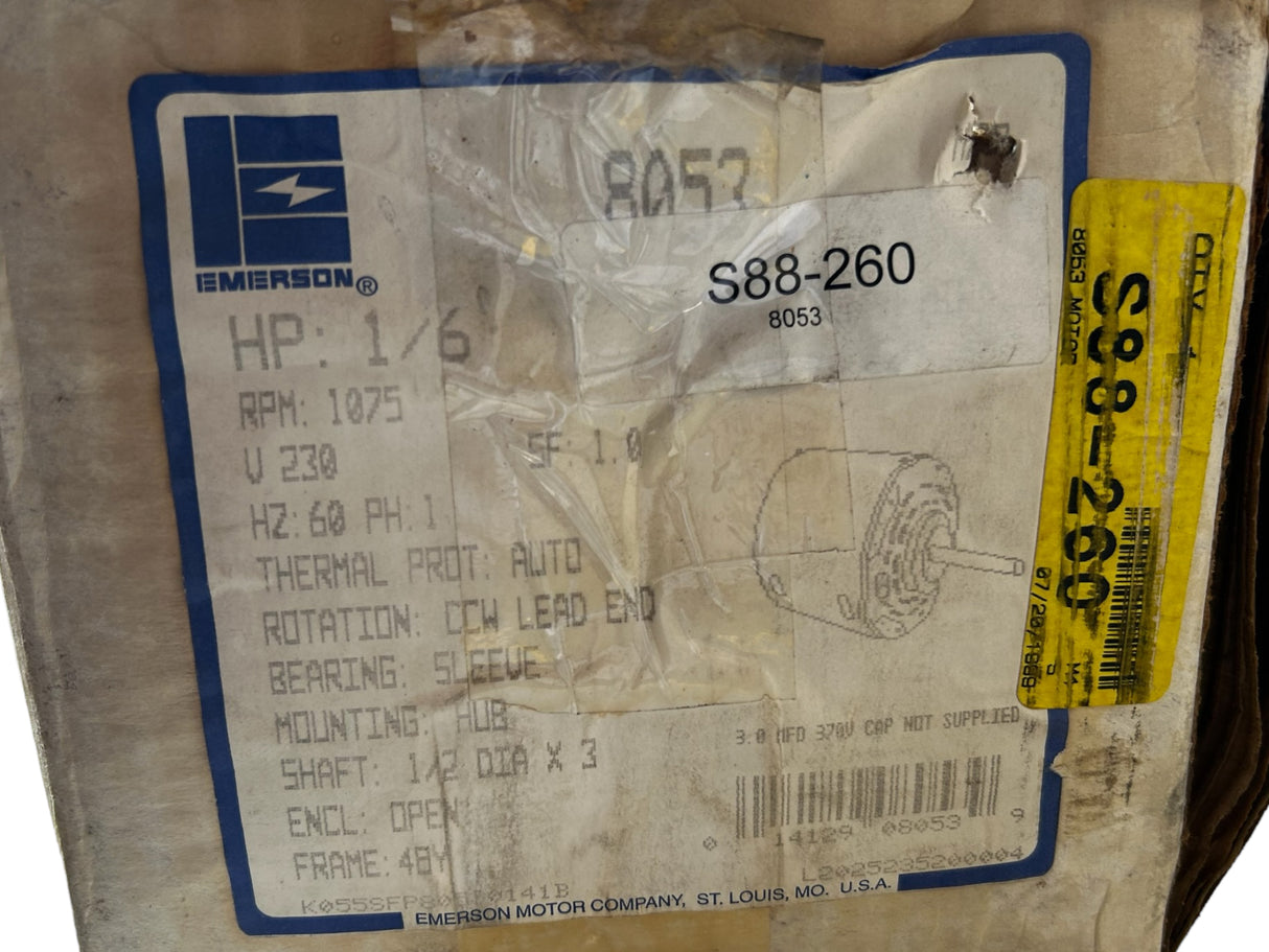 Emerson, K55HXSFP-8053, S88-260, 1/6HP, Motor - NEW IN BOX - FreemanLiquidators - [product_description]