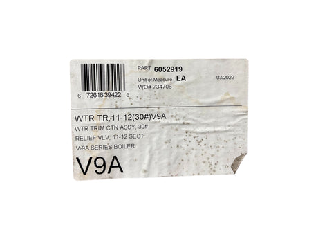 Burnham, #6052919, WTR TRM, Relief Valve, 11-12, (30#), V9A - FreemanLiquidators - [product_description]