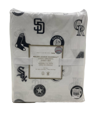 Major League Baseball Logo Organic Sheet Set XL Twin, White/Black - FreemanLiquidators - [product_description]