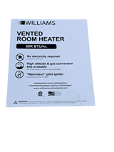 WILLIAMS, 5001522A, 50,000 BTU, Console Heater, 69% Efficiency, Natural Gas, Enclosed Front - FreemanLiquidators - [product_description]