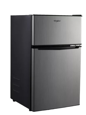 Whirlpool 2-Door Mini Refrigerator/Freezer, 3.1 Cubic Feet, WH31S1E, Stainless Steel, IN STORE PICK-UP ONLY - FreemanLiquidators - [product_description]