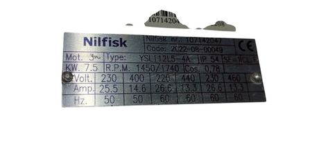 Nilfisk, YSL112L5-4A, Electric Motor, 7.5kW, IP54 - Freeman Liquidators