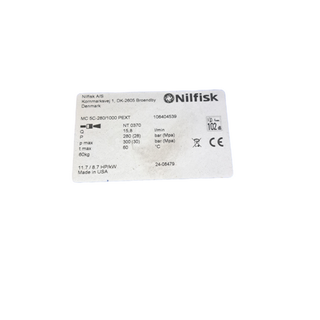 Nilfisk, 106404539, MC 5C-280/1000 PEXT, Cold Water, Pressure Washer - Freeman Liquidators