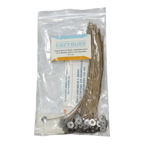 Candle, Wicks, 8", Metal Centering Device, 100% Organic Hemp, 100% Beeswax, 50 pieces - Freeman Liquidators