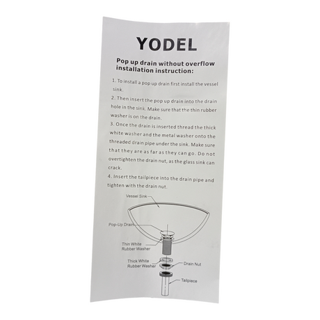 Yodel, Bathroom, Sink, Pop-up, Drain, Without, Overflow - Freeman Liquidators