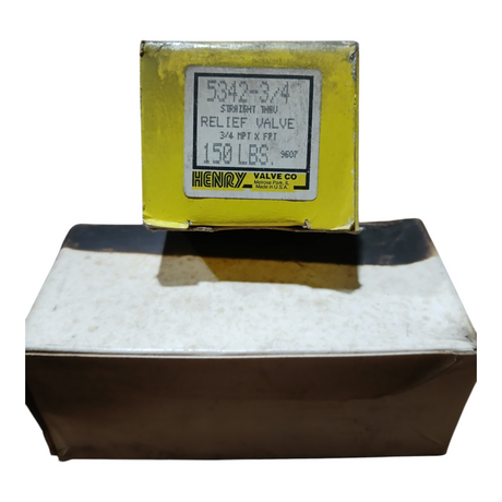 Henry Valve Co, 5342-3/4, Straight Thru Relief Valve, 150 PSI, CAP 18.5 lbs. APM - Freeman Liquidators