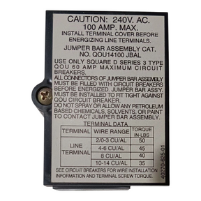 Square D, QOU, 4 Pole, Jumper Bar Base Assembly, 100A, Left-Side Wiring - Freeman Liquidators