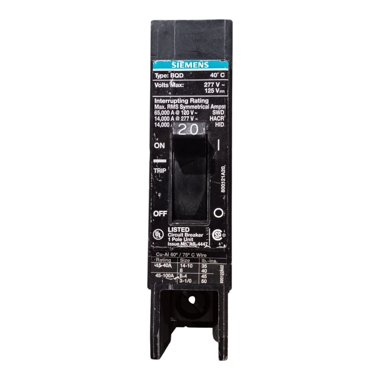 Siemens, BQD120, 1 Pole, Circuit Breaker