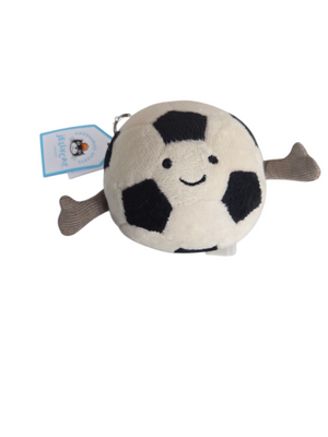 Jellycat, Amuseables, Soccer Ball, Bag Charm, 4.3 inches, Sports Plush, Keychain