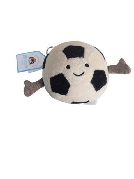 Jellycat, Amuseables, Soccer Ball, Bag Charm, 4.3 inches, Sports Plush, Keychain