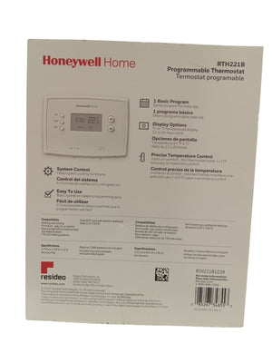 Honeywell Home, 1-Week, Programmable Thermostat, Digital, Backlit Display, Audible Alert, White, Battery Operated - Image 2