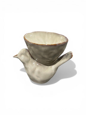 Creative Co Op, Stoneware, Bowl w/ Bird, Cream - DECOR - Freeman Liquidators - [product_description]