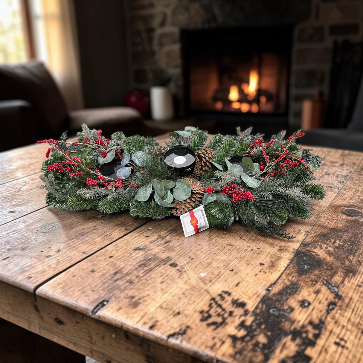 Williams Sonoma, Pre-Lit, Christmas, Centerpiece, 3 candle holders - Christmas Decor - Freeman Liquidators - [product_description]