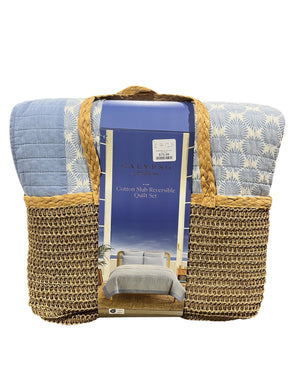 Calypso, King, Reversible, Cotton Quilt, Blue/White - Quilt - Freeman Liquidators - [product_description]