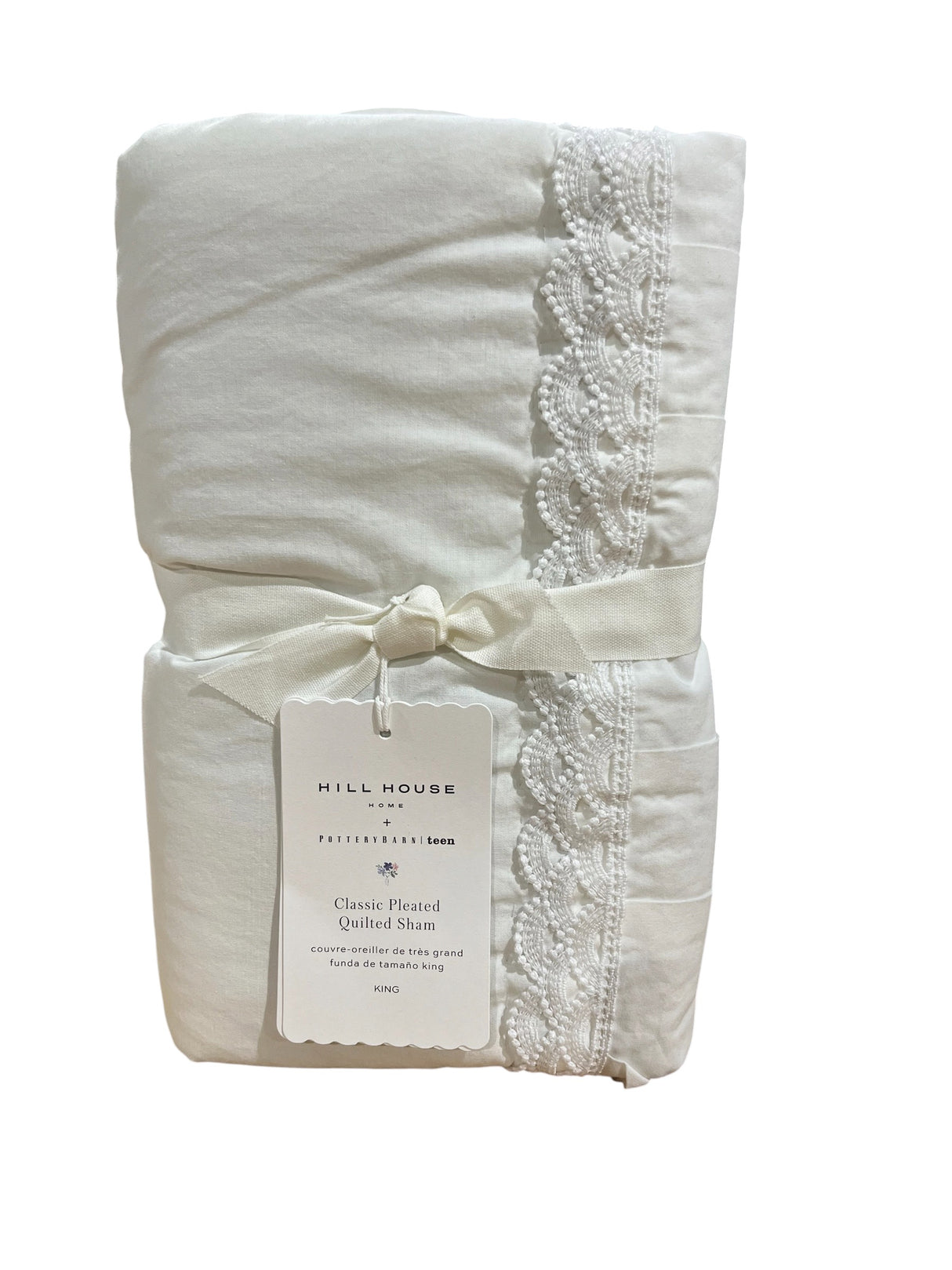 Pottery Barn, Classic Pleated, Quilted Sham, King, White