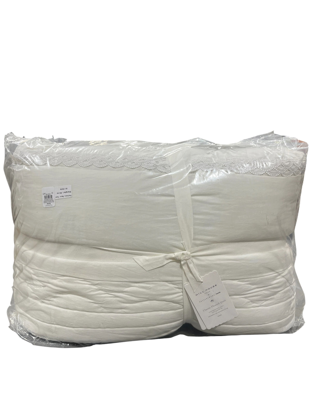 Pottery Barn, Classic Pleated Quilt, King, White