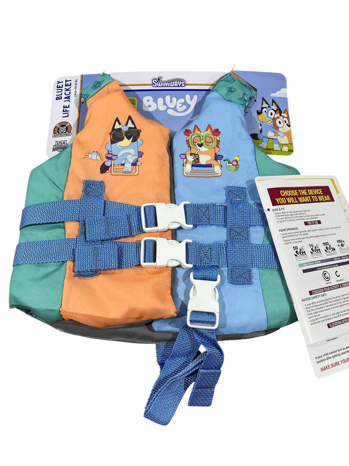 Swimways, Child, Bluey, Life Jacket, 33-55lbs