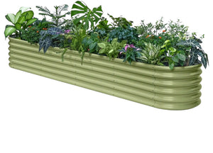 Annoell, Galvanized, Raised Garden Bed, 10x2x1.5ft, Moss Green