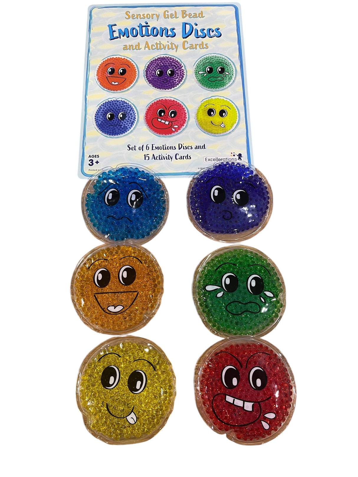 Excellerations, Sensory Gel Bead, 6 Emotion Discs, 15 Activity Cards, Ages 3+