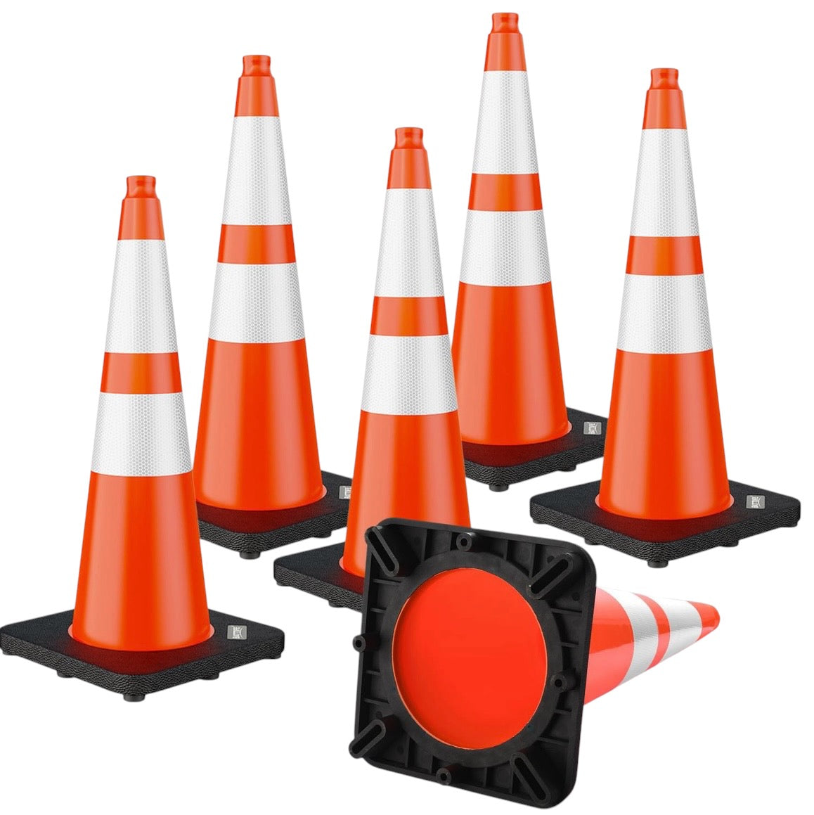 Battife, 28”, Traffic Cones, Weighted Base, 6 Pack