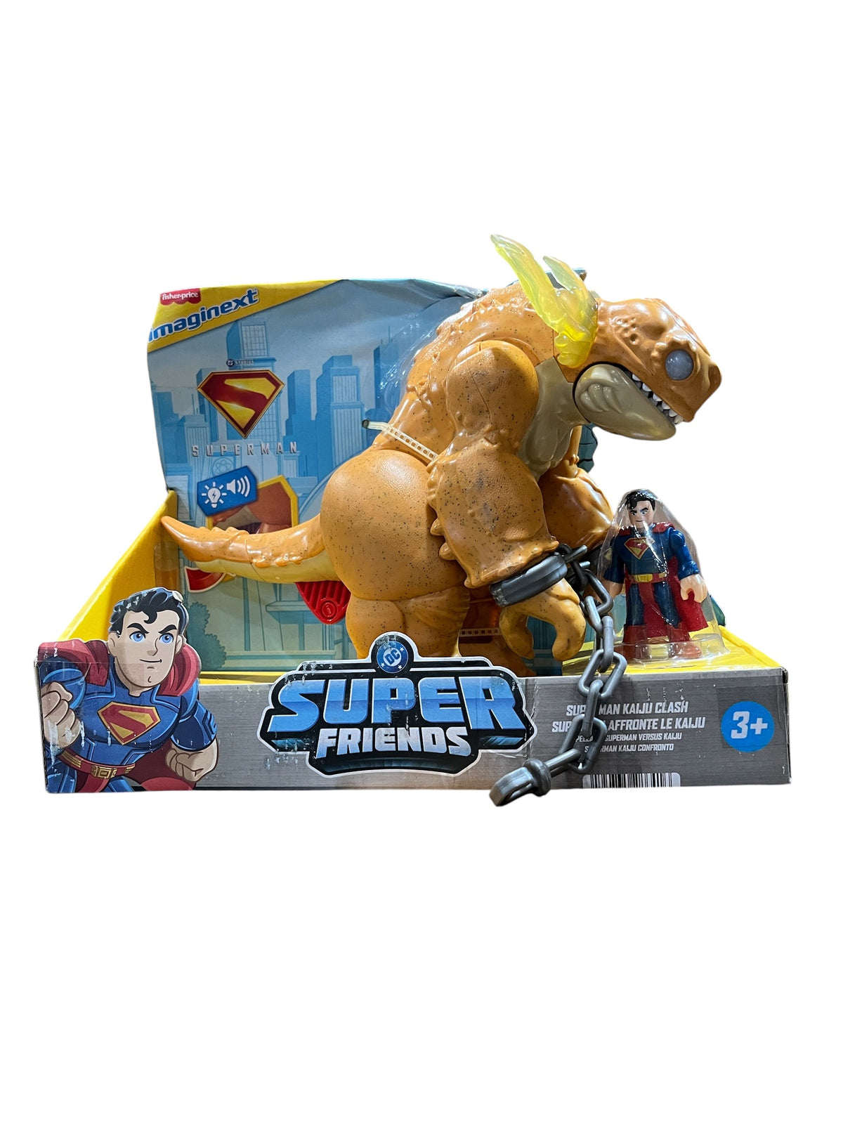 Fisher Price, Super Friends, Superman Kaiju Clash, Damaged Box