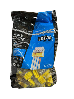 Ideal, 30-1034P, 4 Port, Push In, Wire Connectors, 100 Pack