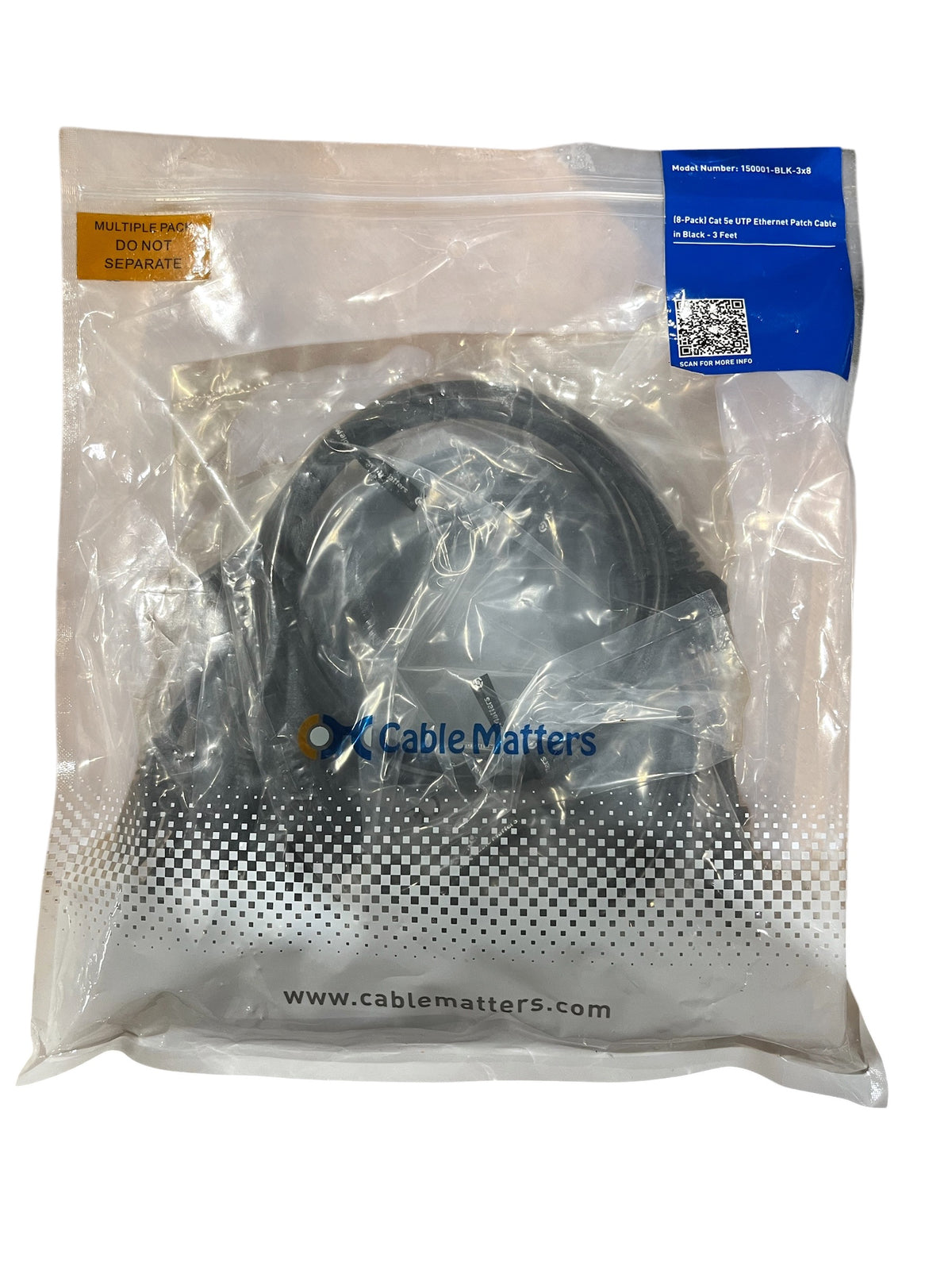 Cable Matters, 150901-BLK-3x8, Cat 5e, UTP Ethernet Patch Cables, 8 Pack