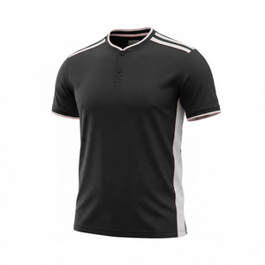 Asher Jones, Men’s, Button Henley, Black/White/Pink