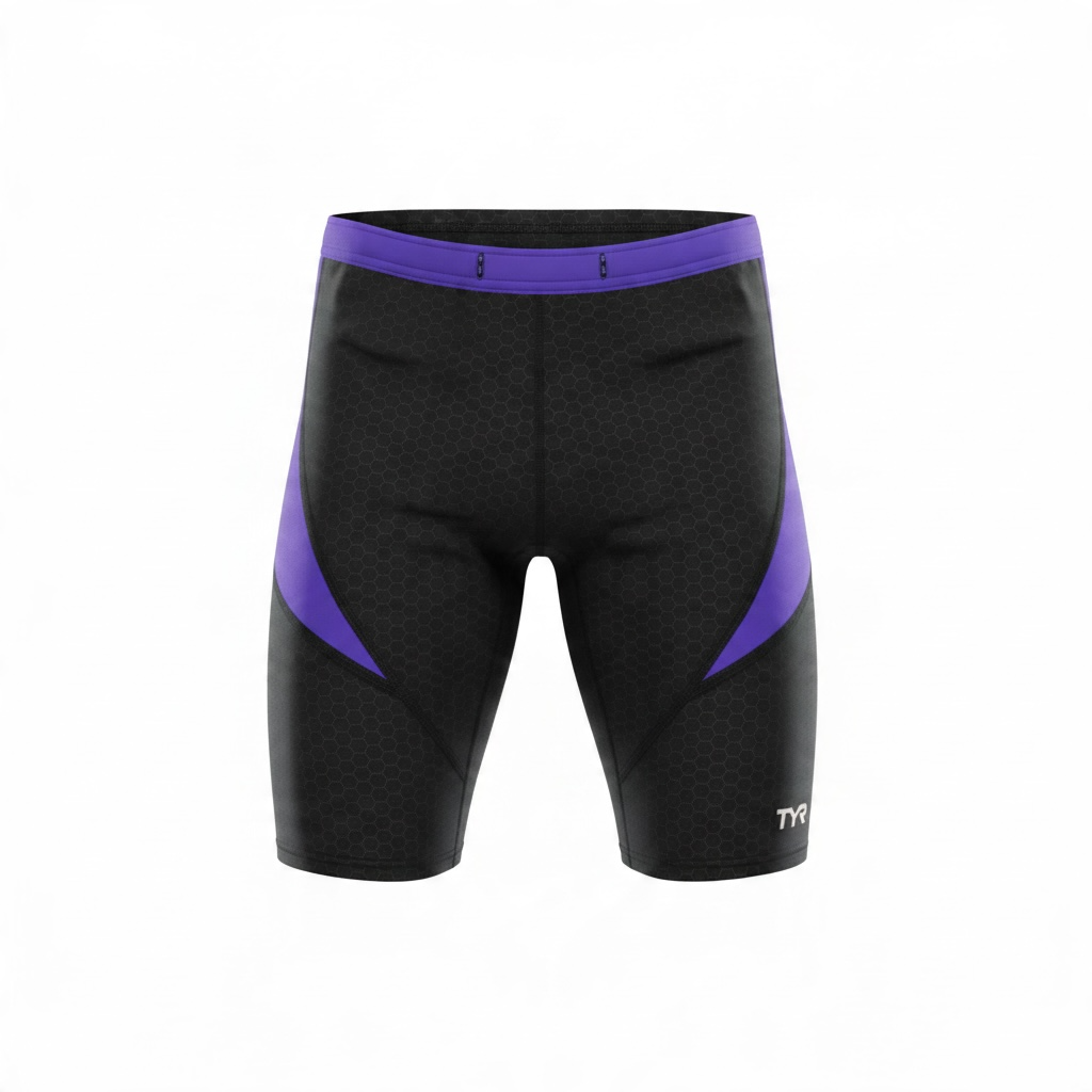 TYR, Men’s, Hexa Curve, Splice Jammer, Small, Black/Purple