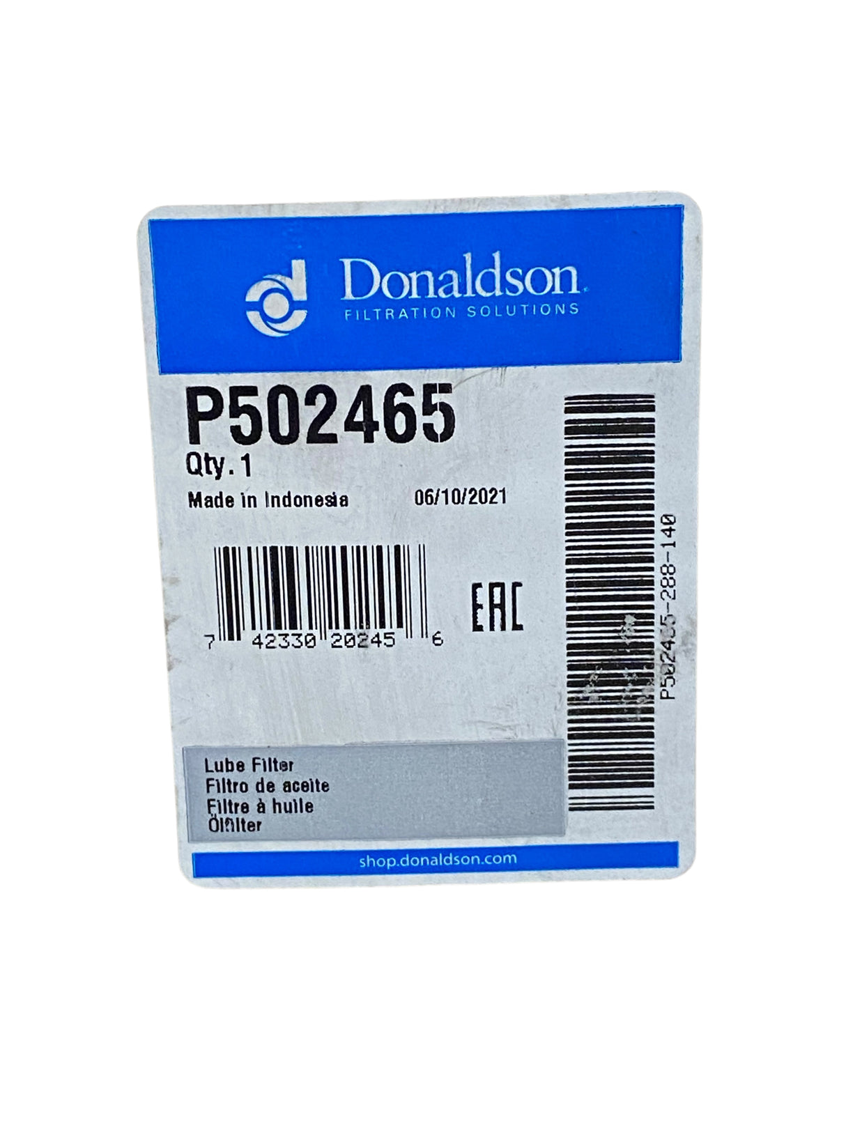 Donaldson, P502465, Full Flow, Spin On, Lube Filter - FreemanLiquidators - [product_description]