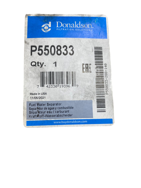 Donaldson, P550833, Fuel Filter, Spin On, Water Separator - FreemanLiquidators - [product_description]