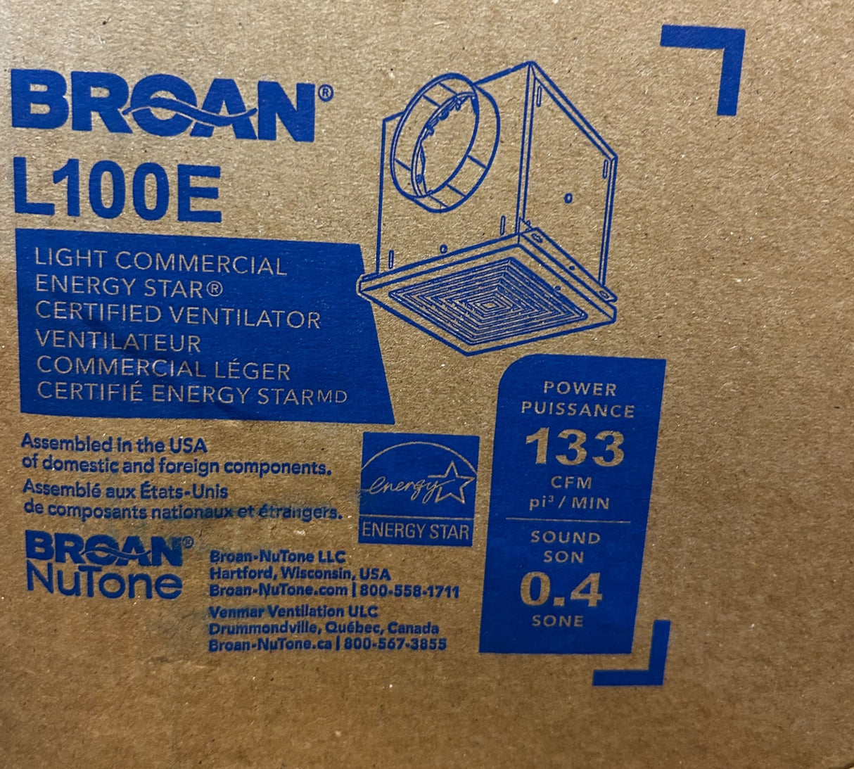 L100E, High Capacity, Commercial, Ceiling Mount, Ventilation Fan - Freeman Liquidators