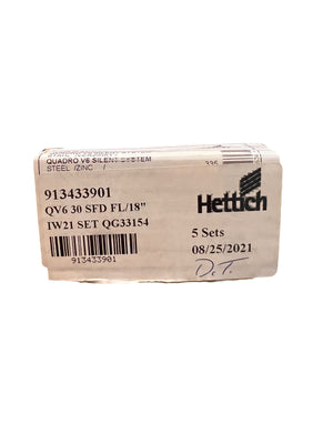 (Set of 5) Hettich, Quadro V6, 18", Undermount, SOFT CLOSE, 7/8 Extension, Drawer Slides - Freeman Liquidators