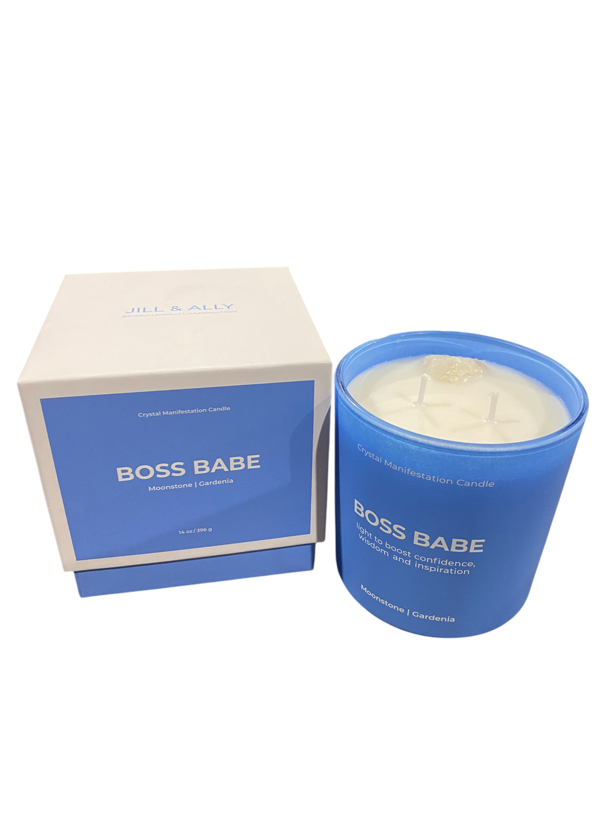 Boss Babe, Crystal, Manifestation, Candle, Gardenia, Moonstone, 14oz - Freeman Liquidators