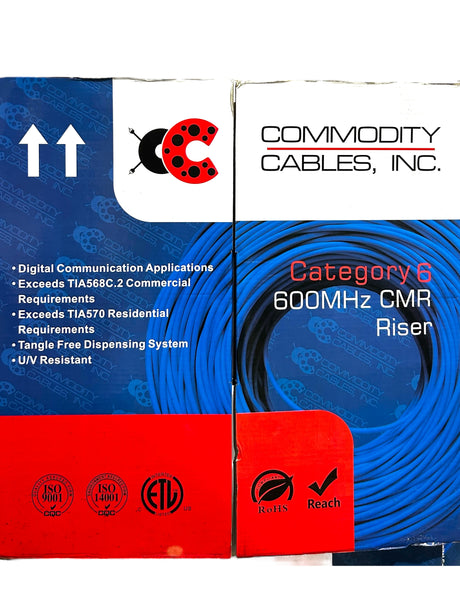 Blue, Cat6 Cable, 23AWG, 4-Pair, 600MHz, PVC, 1000', 6CMR234B0 - Freeman Liquidators