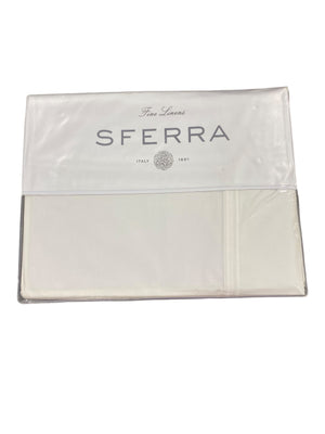 Sferra, Grande, Hotel, Full, Queen, Flat, Sheet, 96X114, (White/White) - Freeman Liquidators